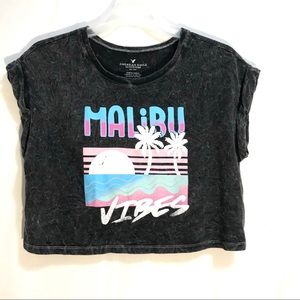 🍍3/$22 AMERICAN EAGLE crop top tee malibu vibes